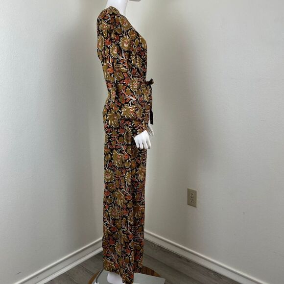 Mille Women Size M Eva Sunset Floral Puff Sleeve Wide Leg Cotton NEW Jumpsuit - Picture 6 of 15